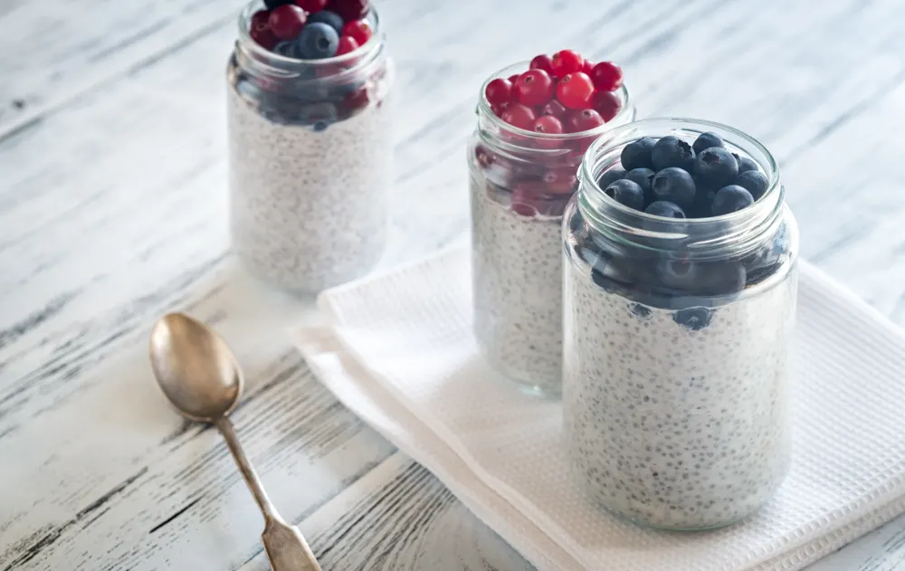 Chia seeds pudding with fresh berries