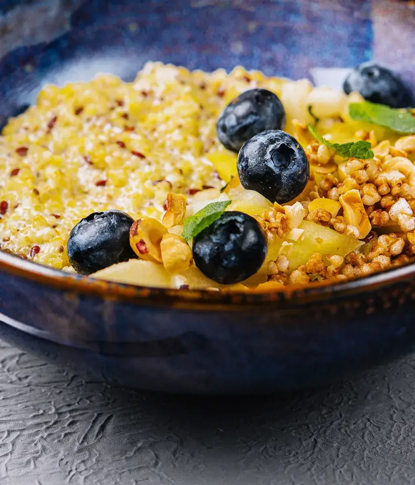 Blueberry quinoa breakfast bowl