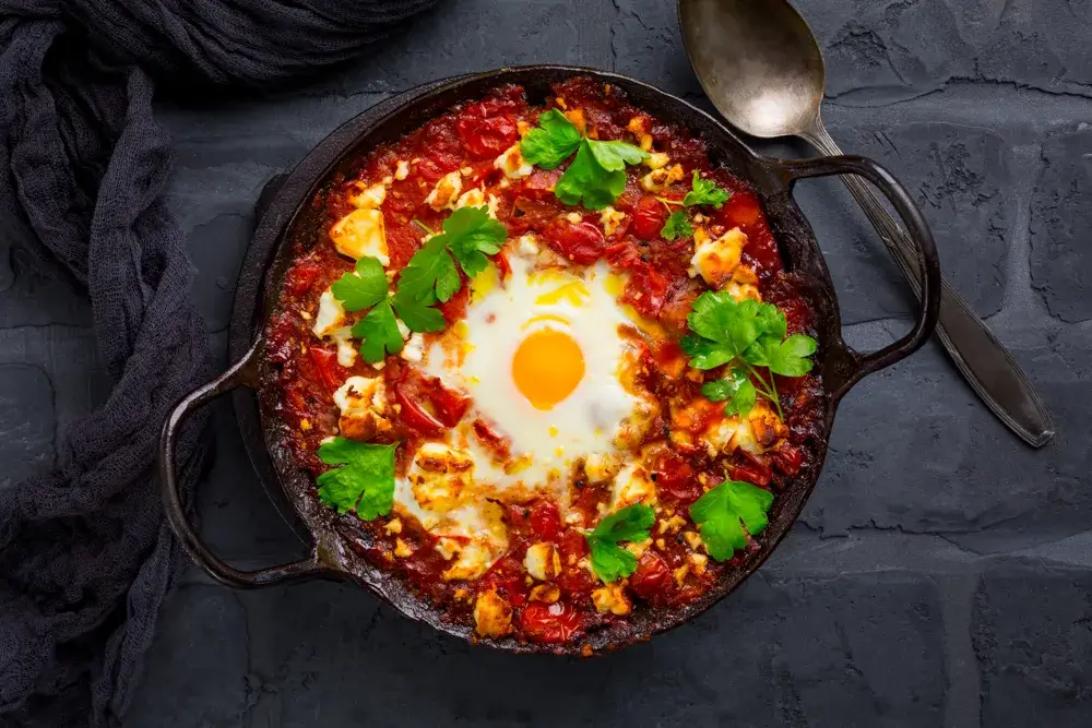 Shakshuka dish, Mediterranean breakfast ideas