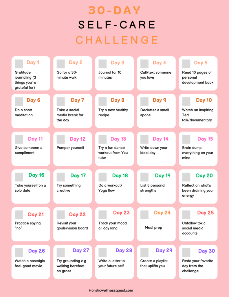 30-day self-care challenge