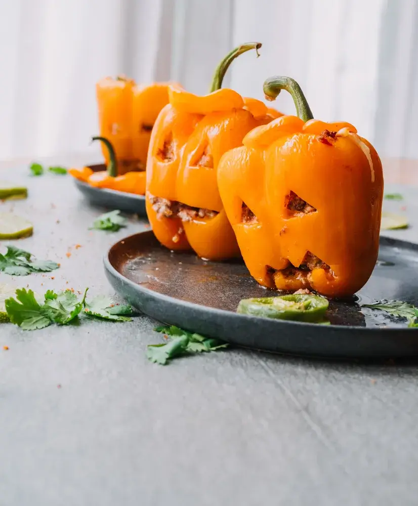 Stuffed Bell Pepper Jack O’ Lanterns