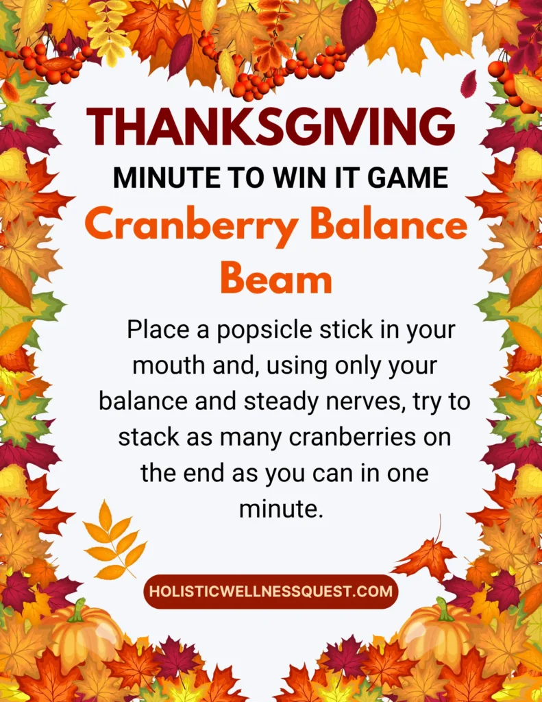 Thanksgiving Minute to Win it Game (Cranberry Balance Beam)