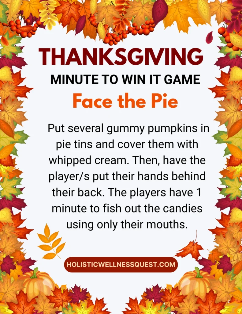 Thanksgiving Minute to Win it Game (Face the Pie)