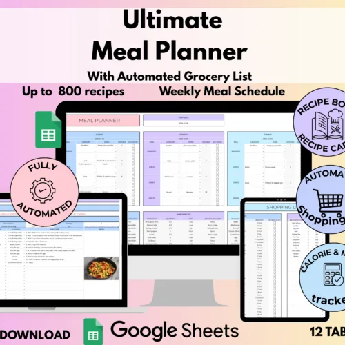 Meal Planner with Automatic Grocery list and Calorie Tracking