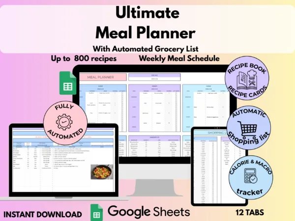 Meal Planner with Automatic Grocery list and Calorie Tracking