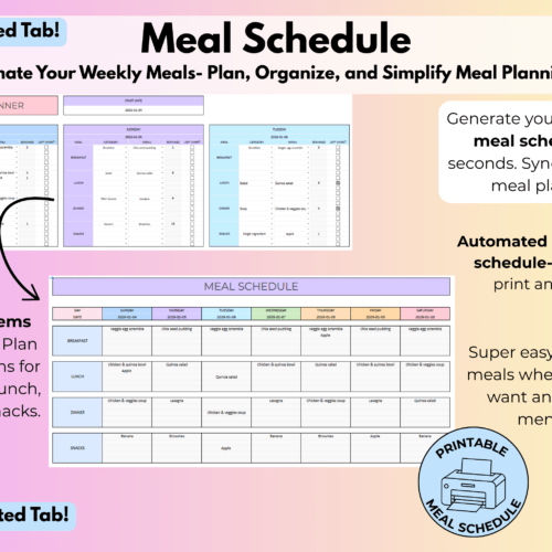Meal schedule tab