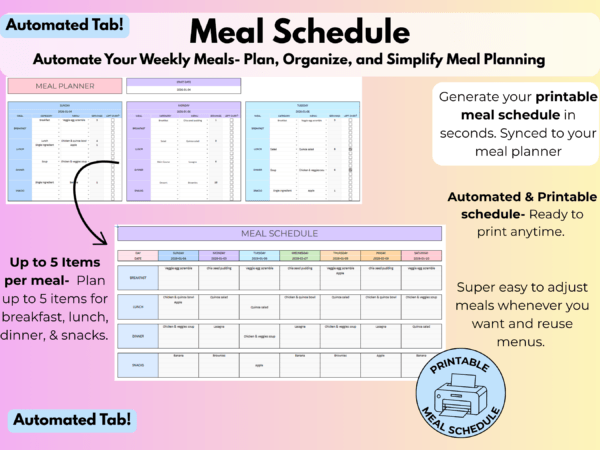 Meal schedule tab