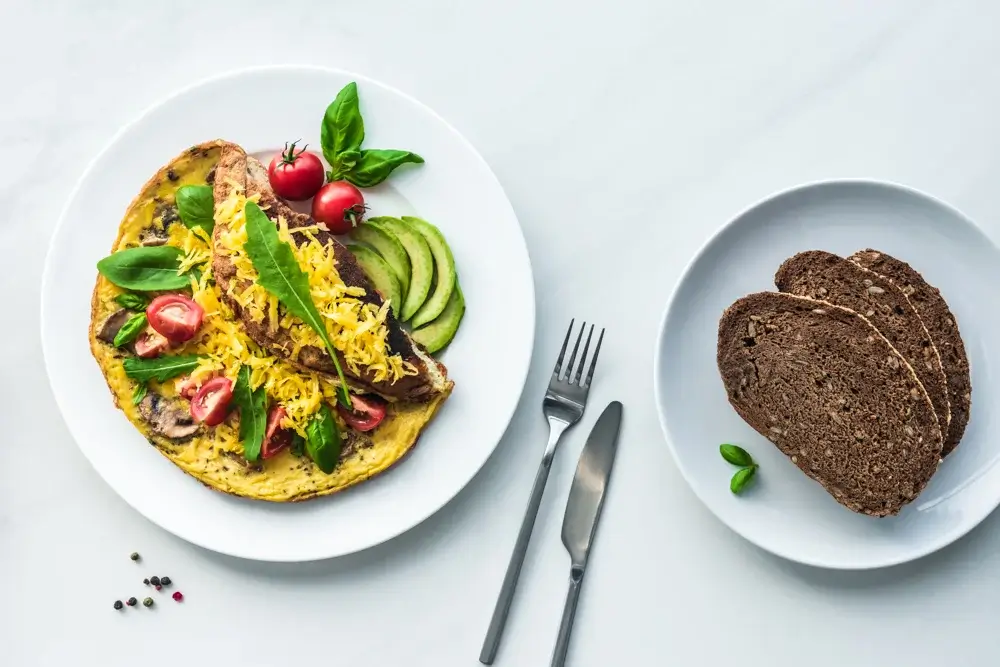 Veggie omelet with whole-grain toast 