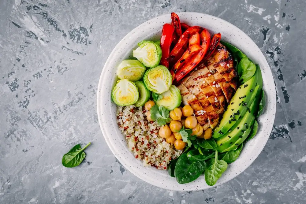 Grilled chicken and quinoa bowl