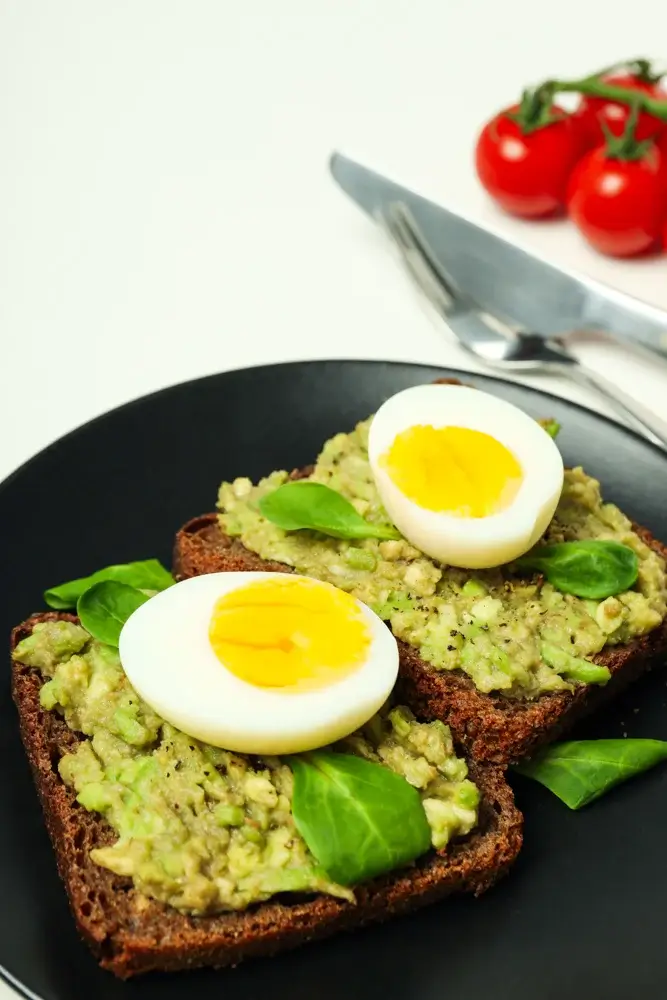 Whole-grain avocado toast and a soft-boiled egg