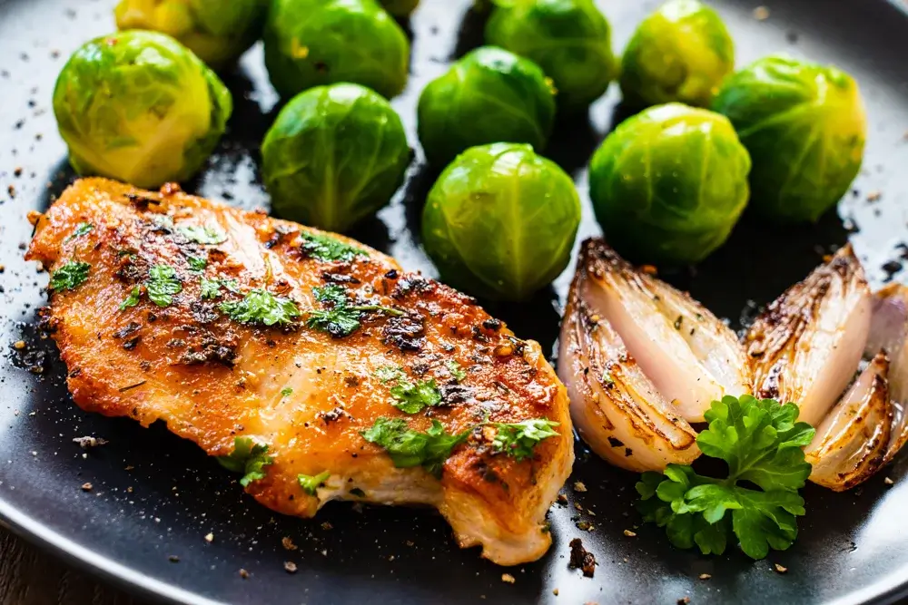 Baked Chicken breast with Roasted Brussels Sprouts